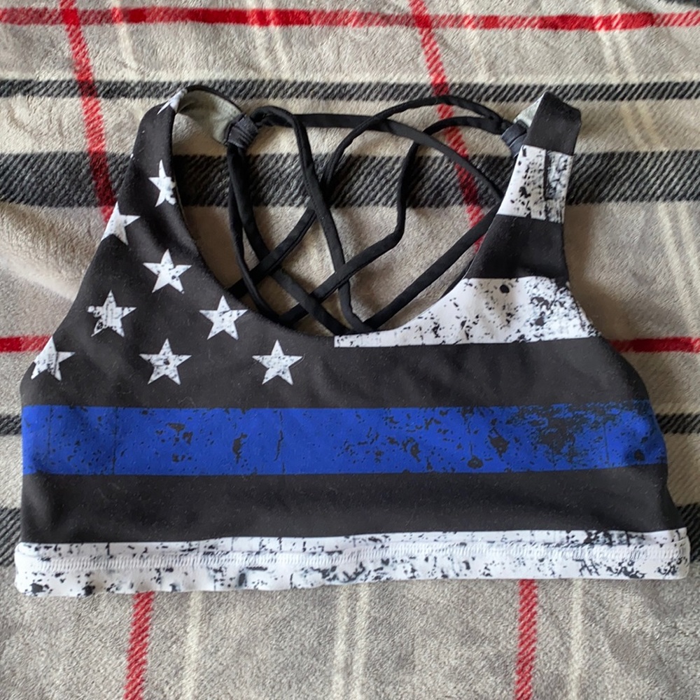 Sports bra police blue line Born Primitive